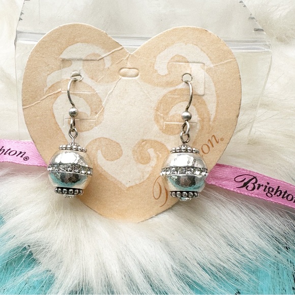 Brighton Glimmer Twist Crystal Ball Dangle Silver Plate French Hook Earrings - Picture 1 of 6